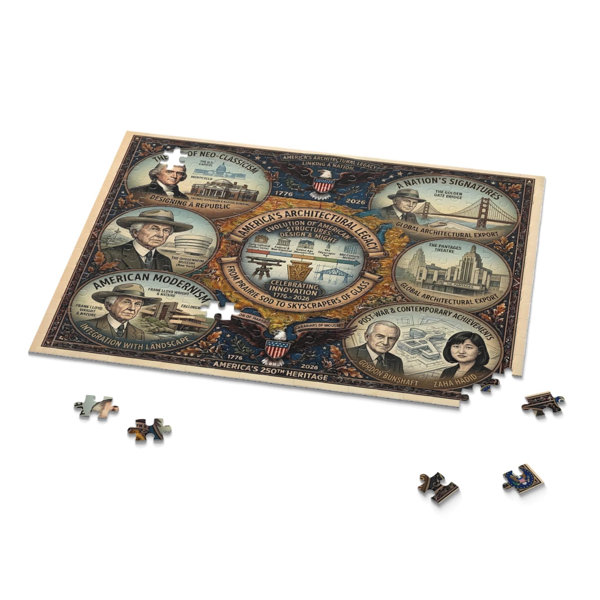 America's Architectural Legacy Puzzle 252-500 Pieces | Historic Landmarks Jigsaw
