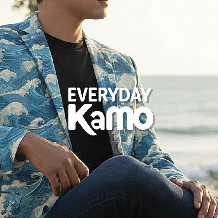 Men's Japanese Wave Print Cotton Blazer | Ukiyo-e Blue Jacket