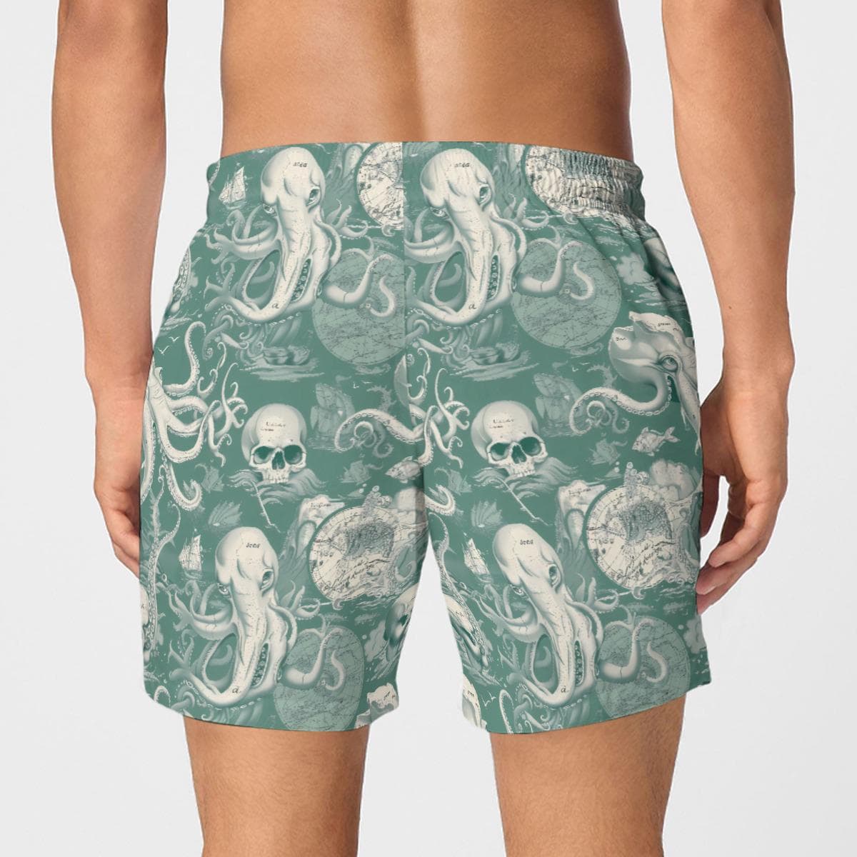 Men's Kraken Skull Map Boxer Shorts | Vintage Nautical Underwear