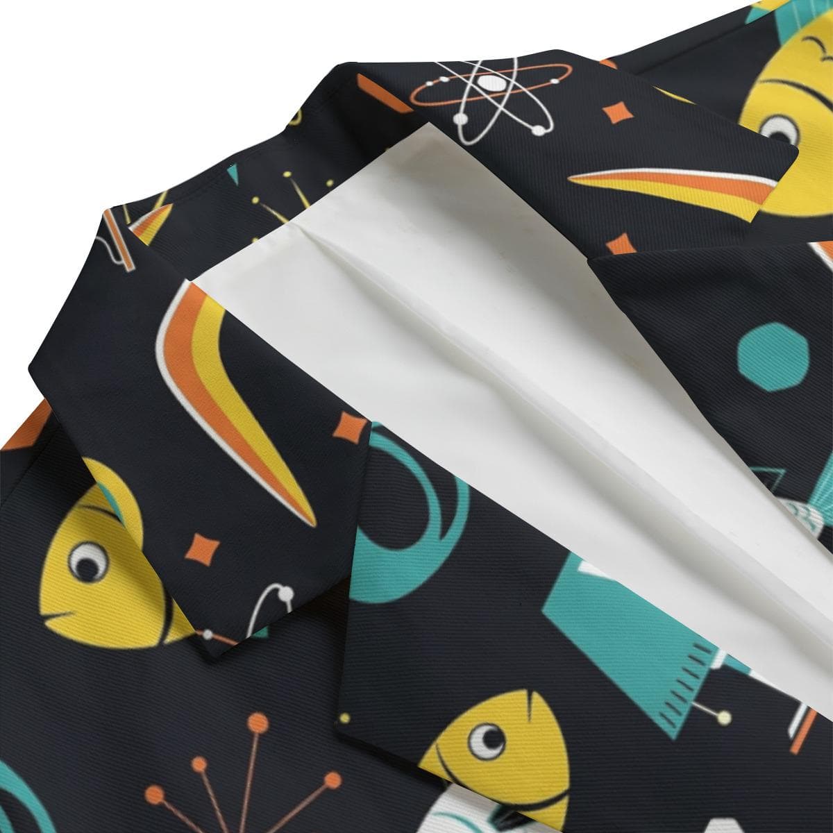 Atomic Era Cotton Blazer | Mid-Century Modern Fish Print Men's Jacket