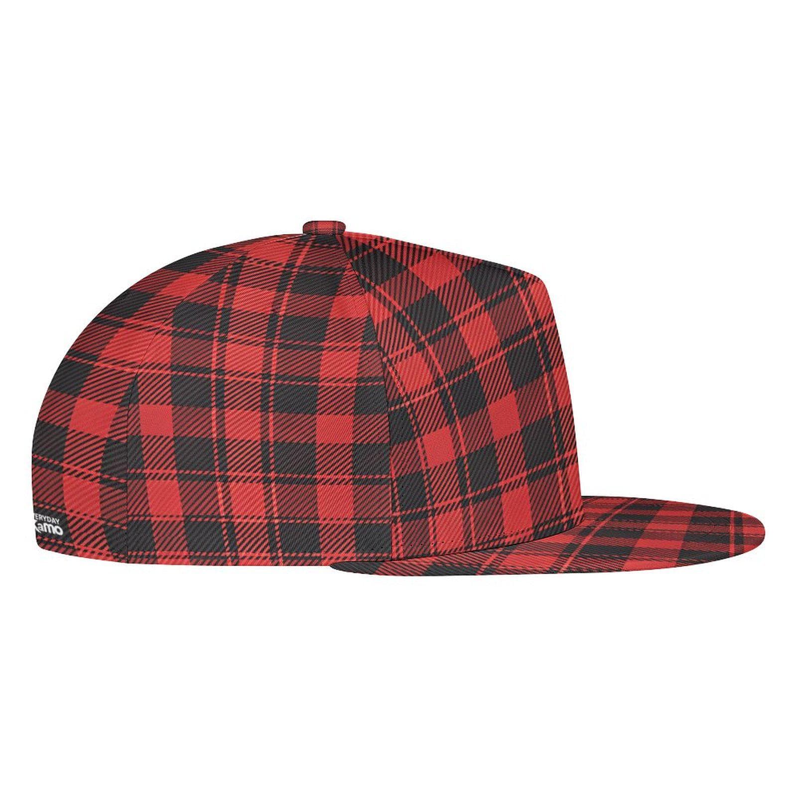 Everyday Kamo Unisex Red Plaid Snapback Hat | Adjustable Buffalo Flannel Cap | Flat Brim Lifestyle Accessory