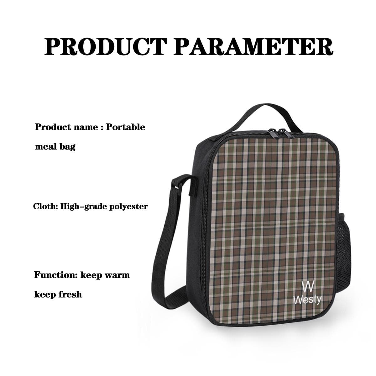 Westfalia Westy Brown Square insulated lunch bag｜Oxford cloth