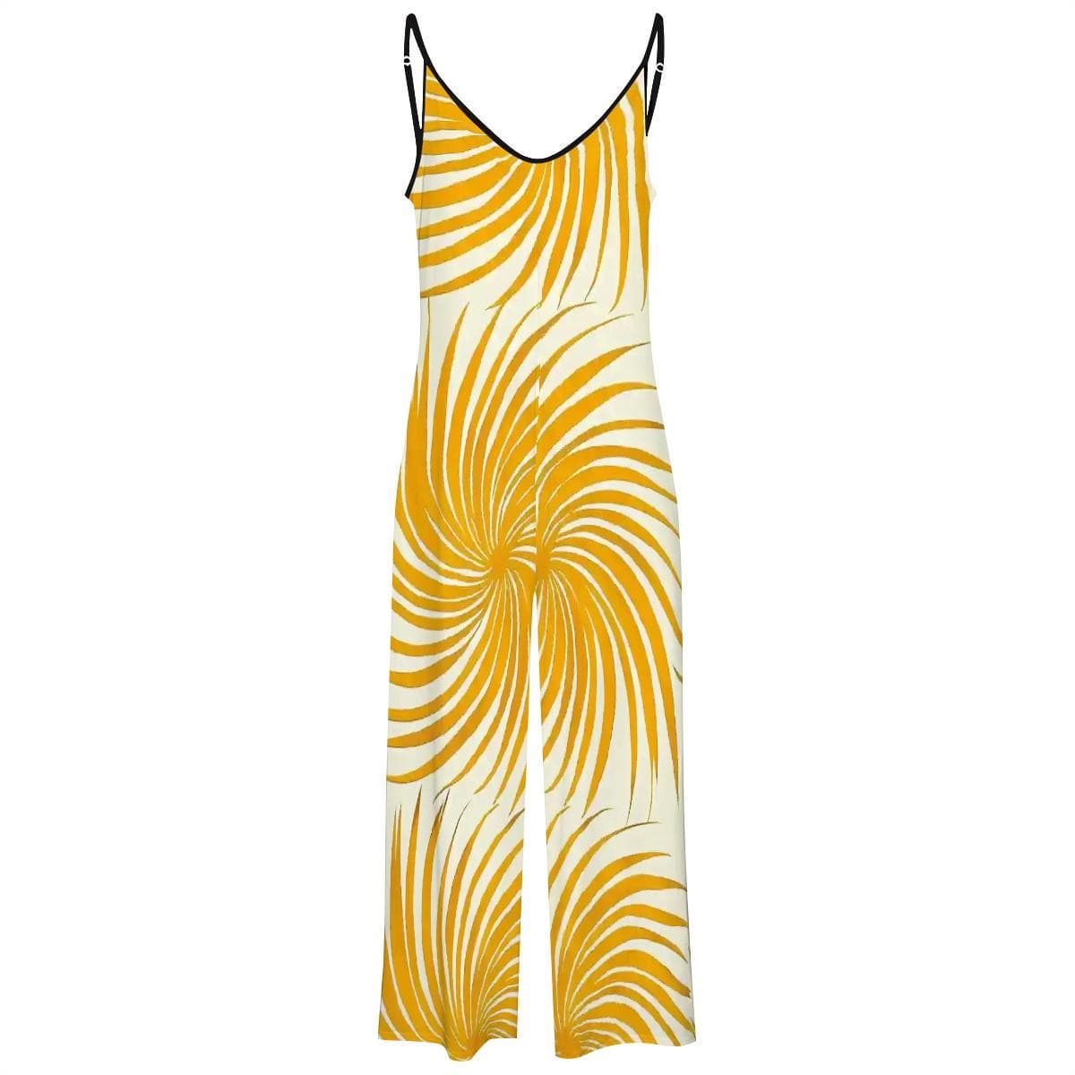 Yellow Swirl Wide Leg Jumpsuit | Handmade Boho Romper | Comfy Palazzo Pants