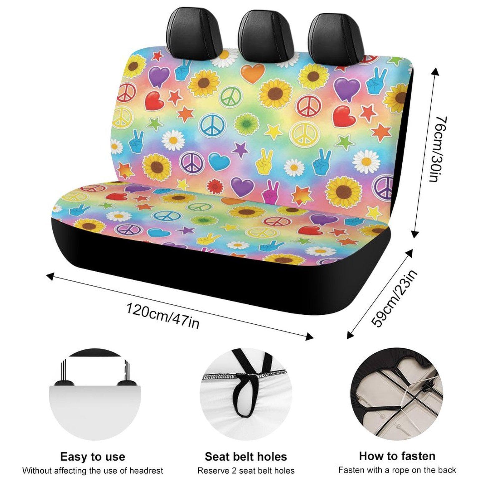 Custom Sublimation Car Seat Cover | Handmade Peace Love Design | Polyester
