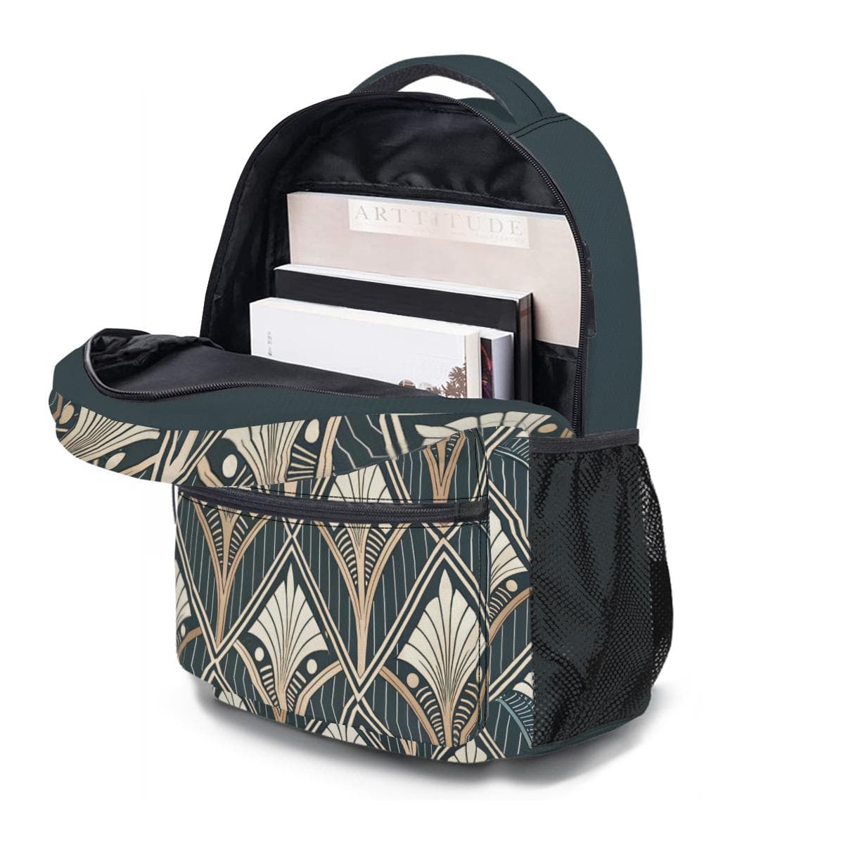 Everyday Kamo Art Deco Fan Pattern All-Over Print Backpack | Stylish & Durable School Bag