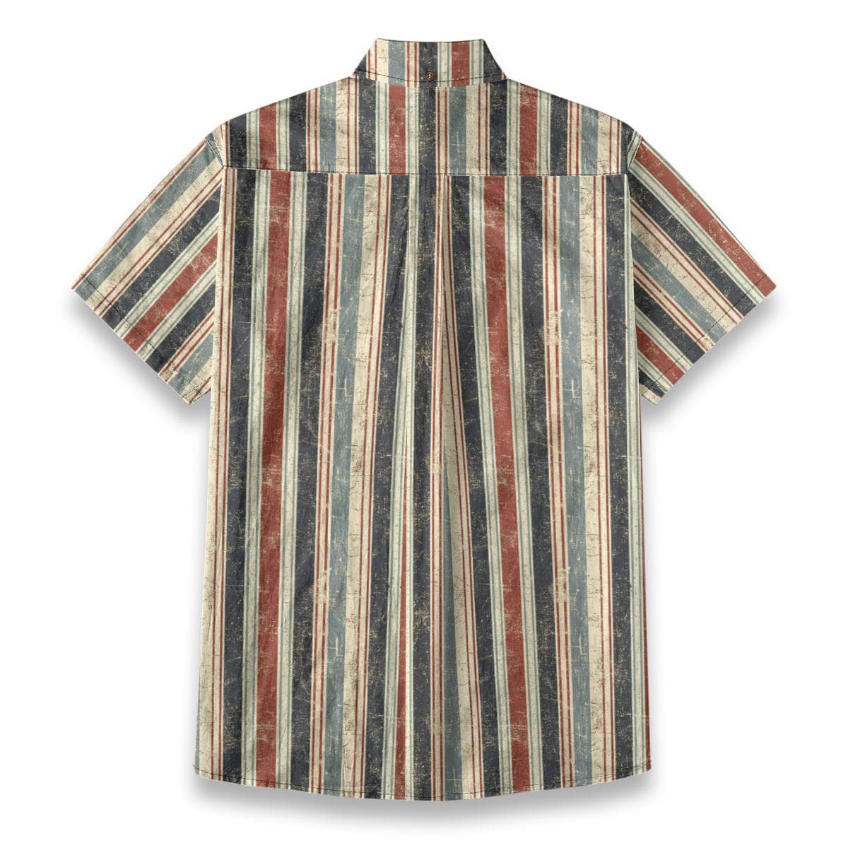 Men's Vintage Striped Slub Cotton Shirt | Distressed Button-Down Short Sleeve | Retro Casual Resort Wear