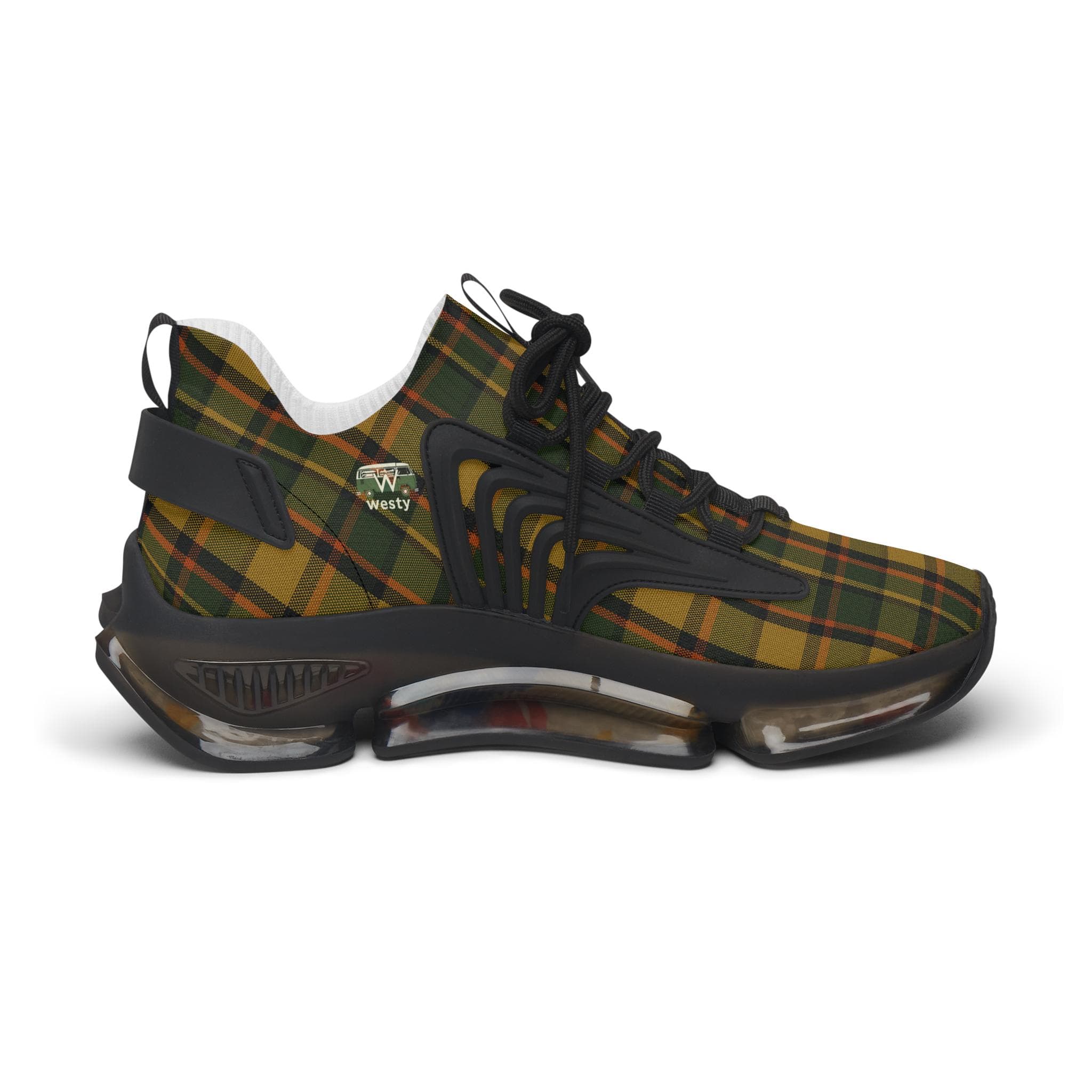 Westy Mesh Sneakers, Yellow Plaid Camper Van Running Shoes