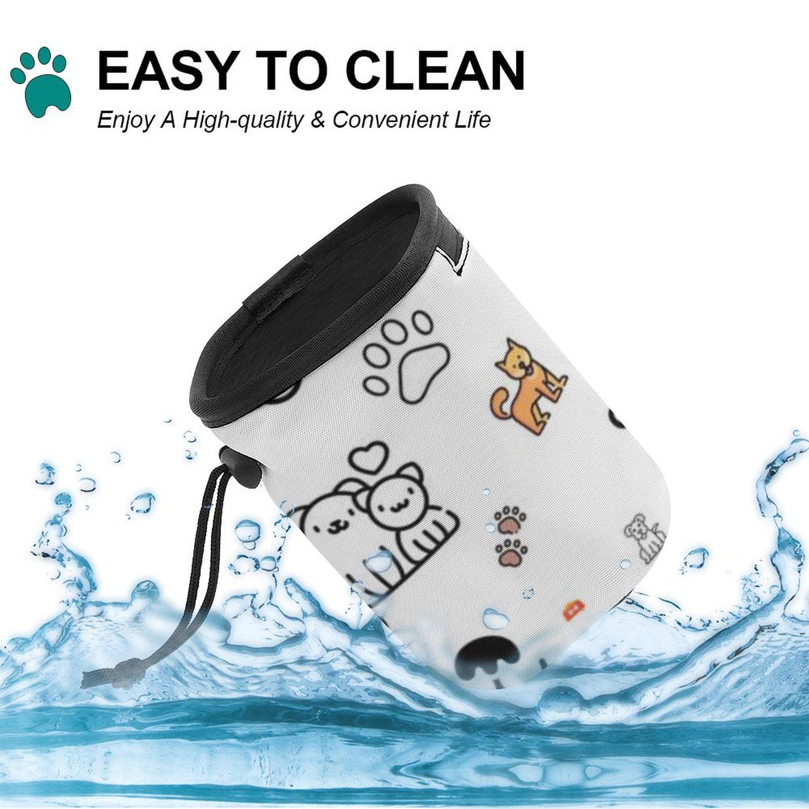 Pet Training Treat Bag Oxford Cloth Drawstring Pouch All-Over Print Cats
