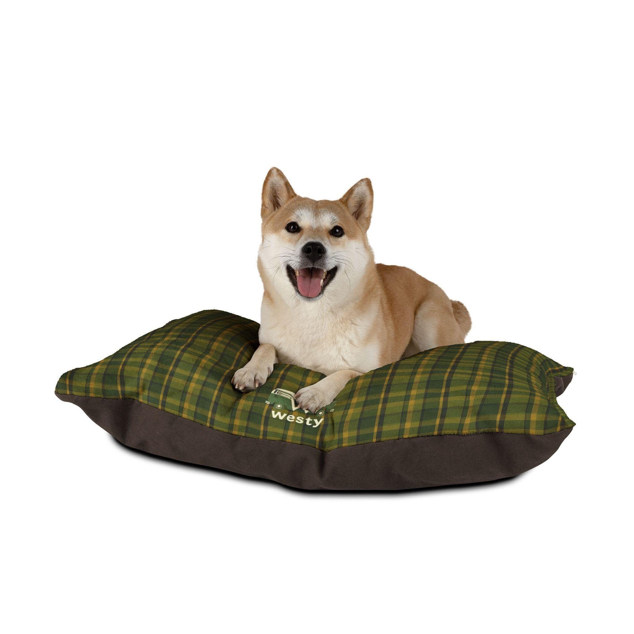 Green Plaid VW Westfalia Inspired Dog Bed, Retro Pet Cushion