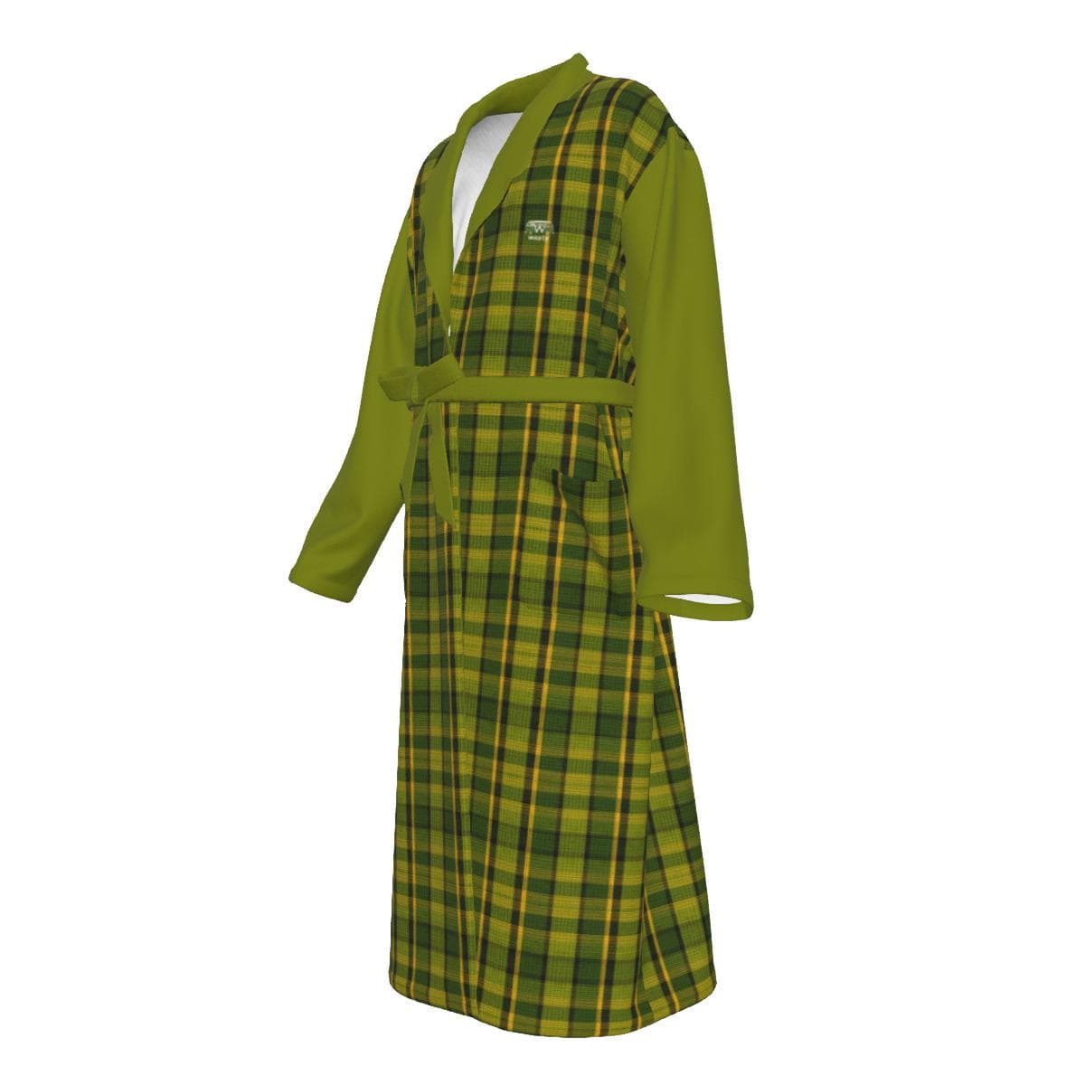 Green Plaid Jersey Robe | Unisex Loungewear Bathrobe