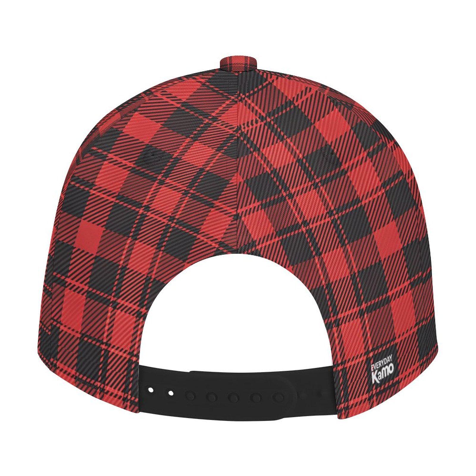 Everyday Kamo Unisex Red Plaid Snapback Hat | Adjustable Buffalo Flannel Cap | Flat Brim Lifestyle Accessory