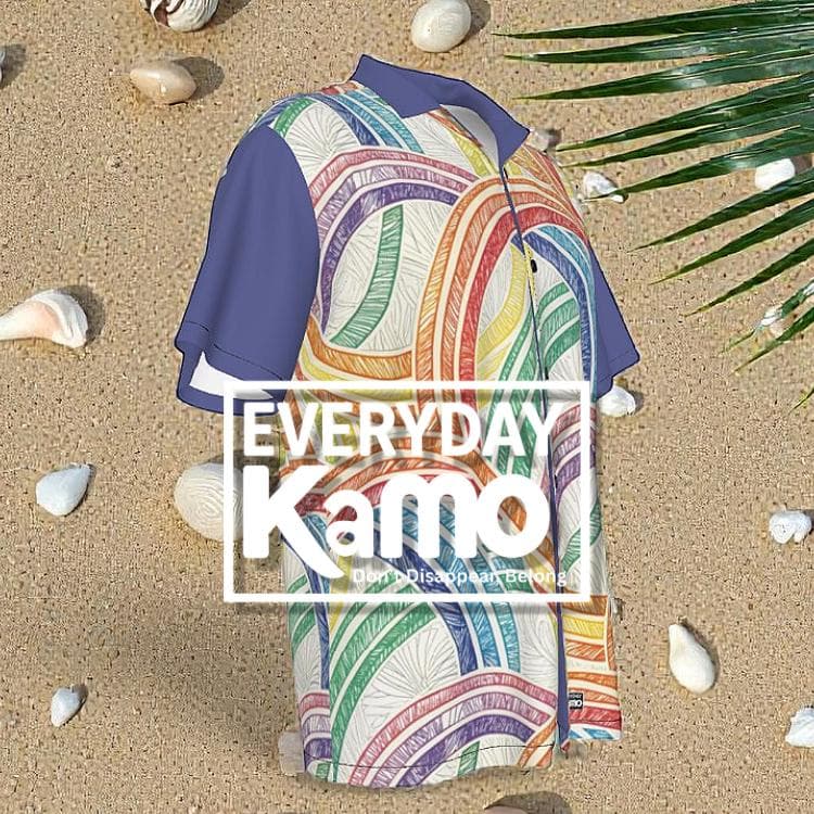 Vibrant Rainbow Sketch Hawaiian Shirt | Men's Colorful Abstract Button Up | Summer Casual Aloha Shirt