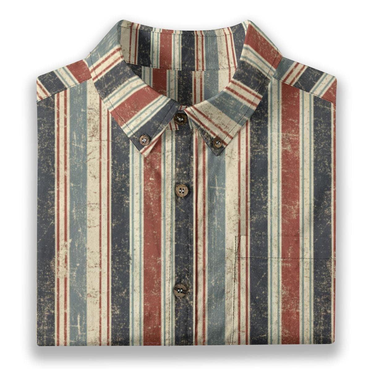 Men's Vintage Striped Slub Cotton Shirt | Distressed Button-Down Short Sleeve | Retro Casual Resort Wear