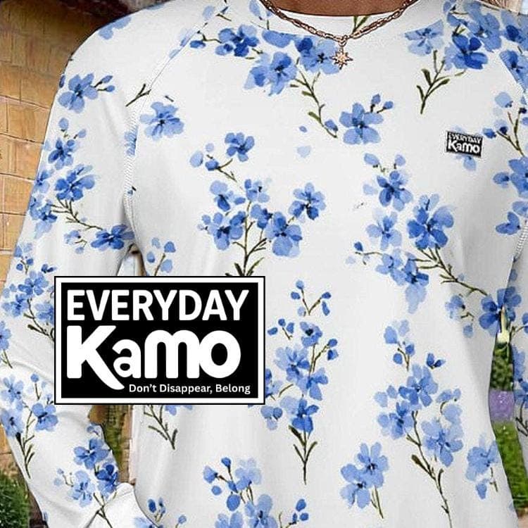 Everyday Kamo Women's Blue Floral Long Sleeve Quick Dry T-Shirt | UPF 50+ Sun Protection Top | Cooling & Stylish
