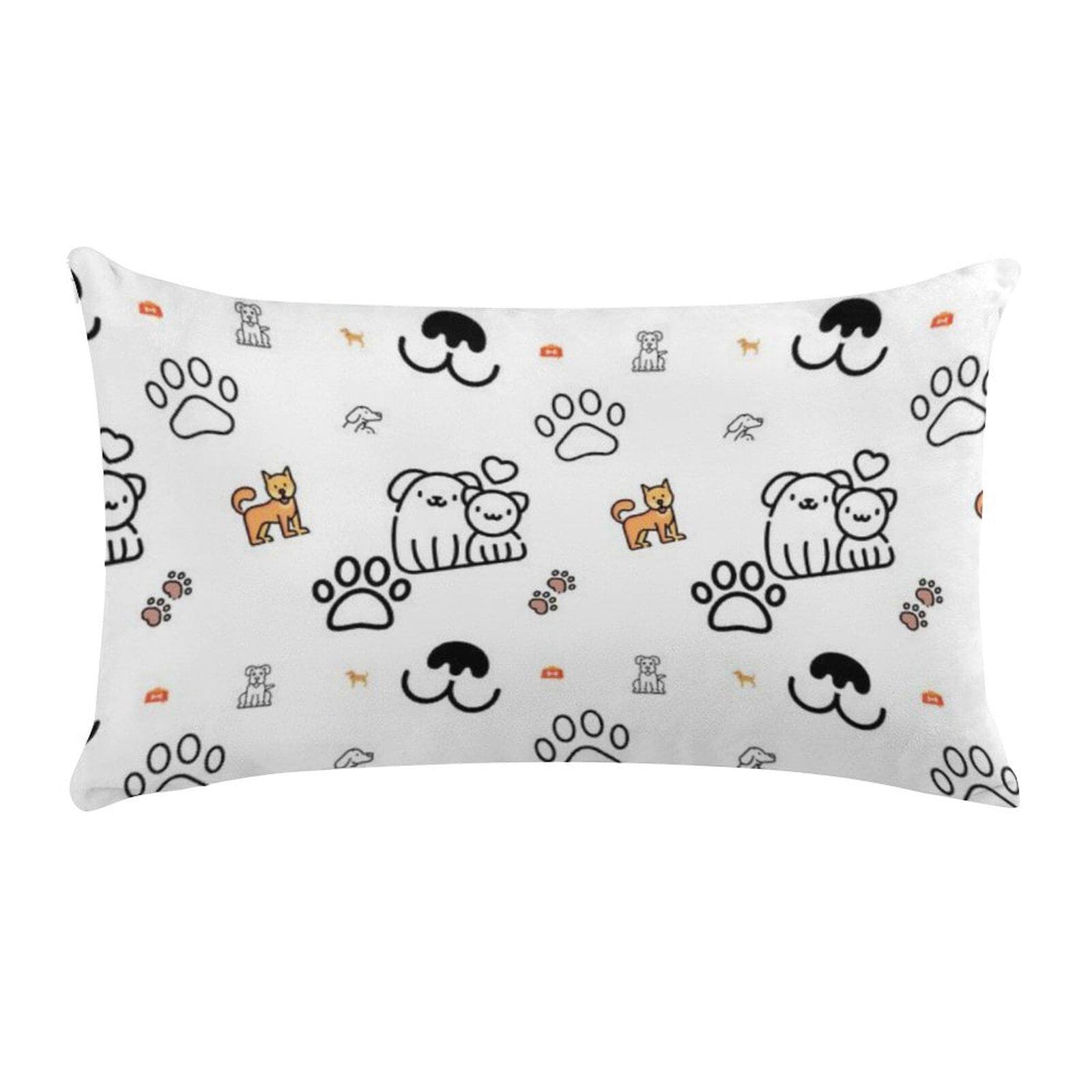 Dog & Paw Print Long Pillowcase | Ultra-Soft Short Plush Cover