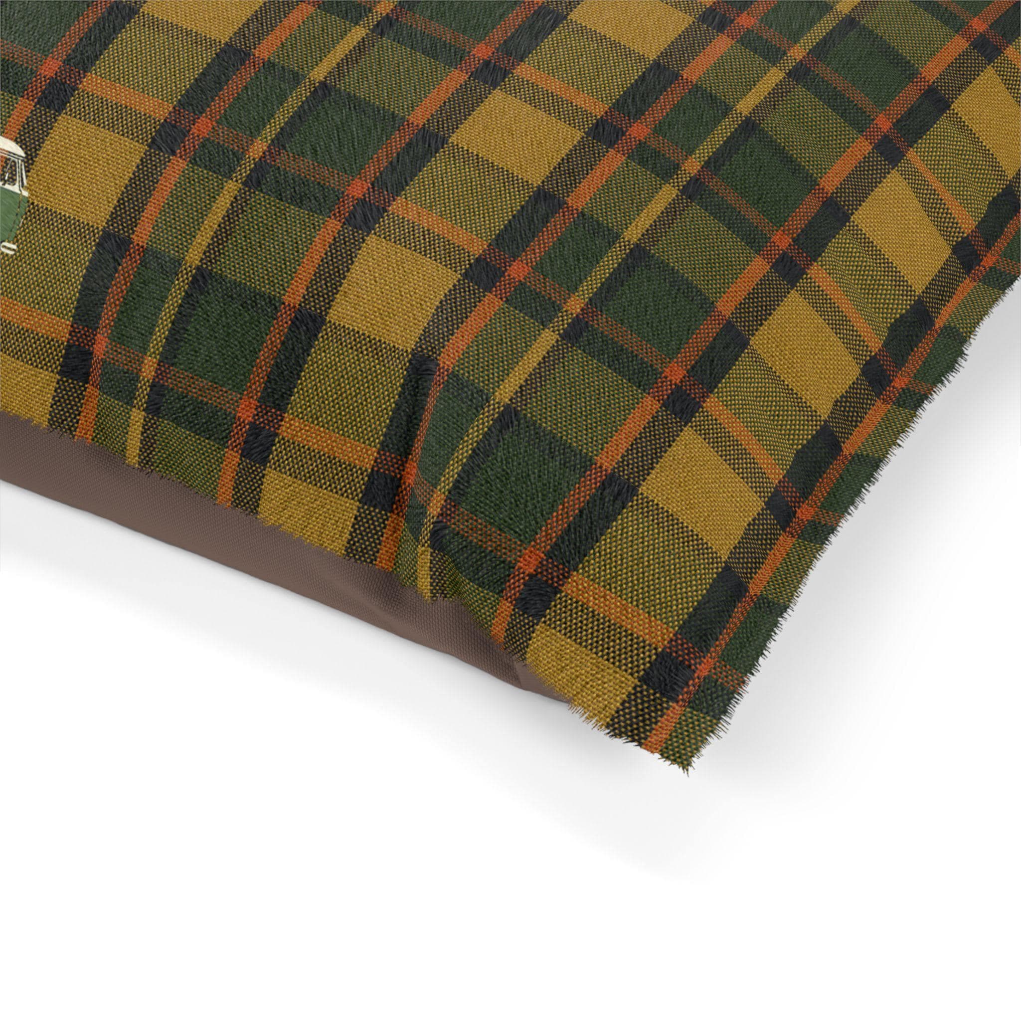 Plaid Vintage VW Camper Inspired Dog Bed, Removable Cover