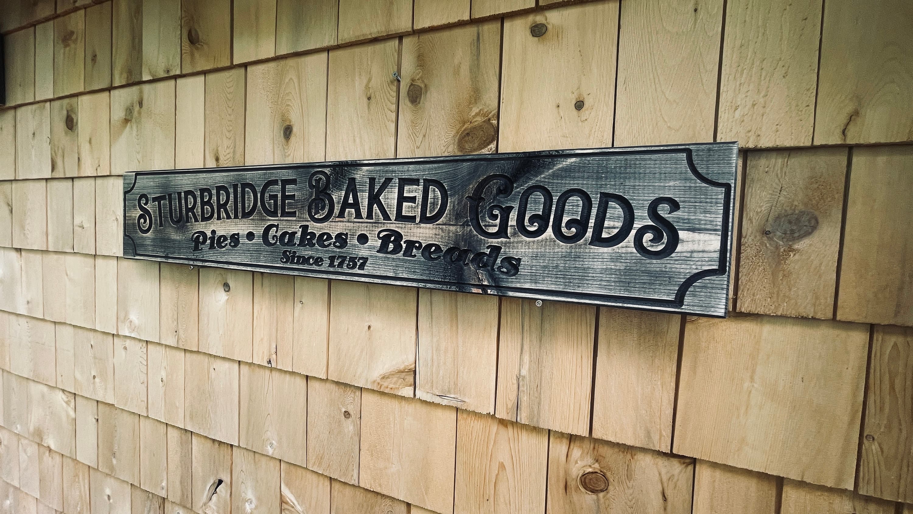 Sturbridge Baked Goods Carved Real Pine Wooden Sign
