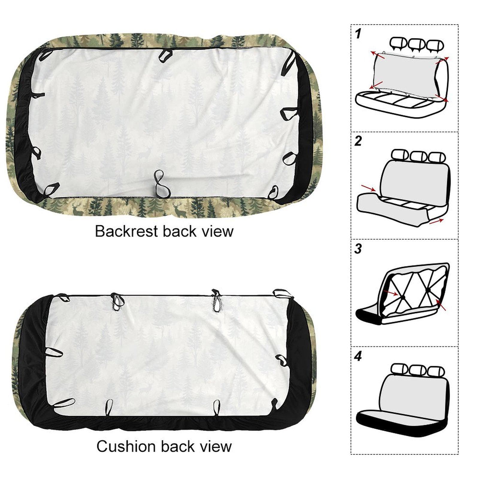 Forest Camo Back Seat Cover for Cars and Trucks