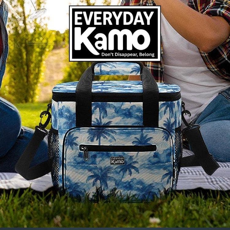 Everyday Kamo Tropical Oasis Collapsible Cooler Bag - Large Insulated Picnic & Beach Lunch Tote with Palm Tree Print