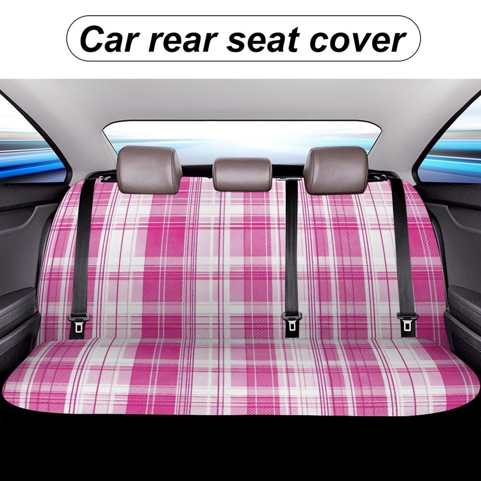 Pink Plaid Car Back Seat Cover | Handcrafted Polyester Spandex Universal Fit