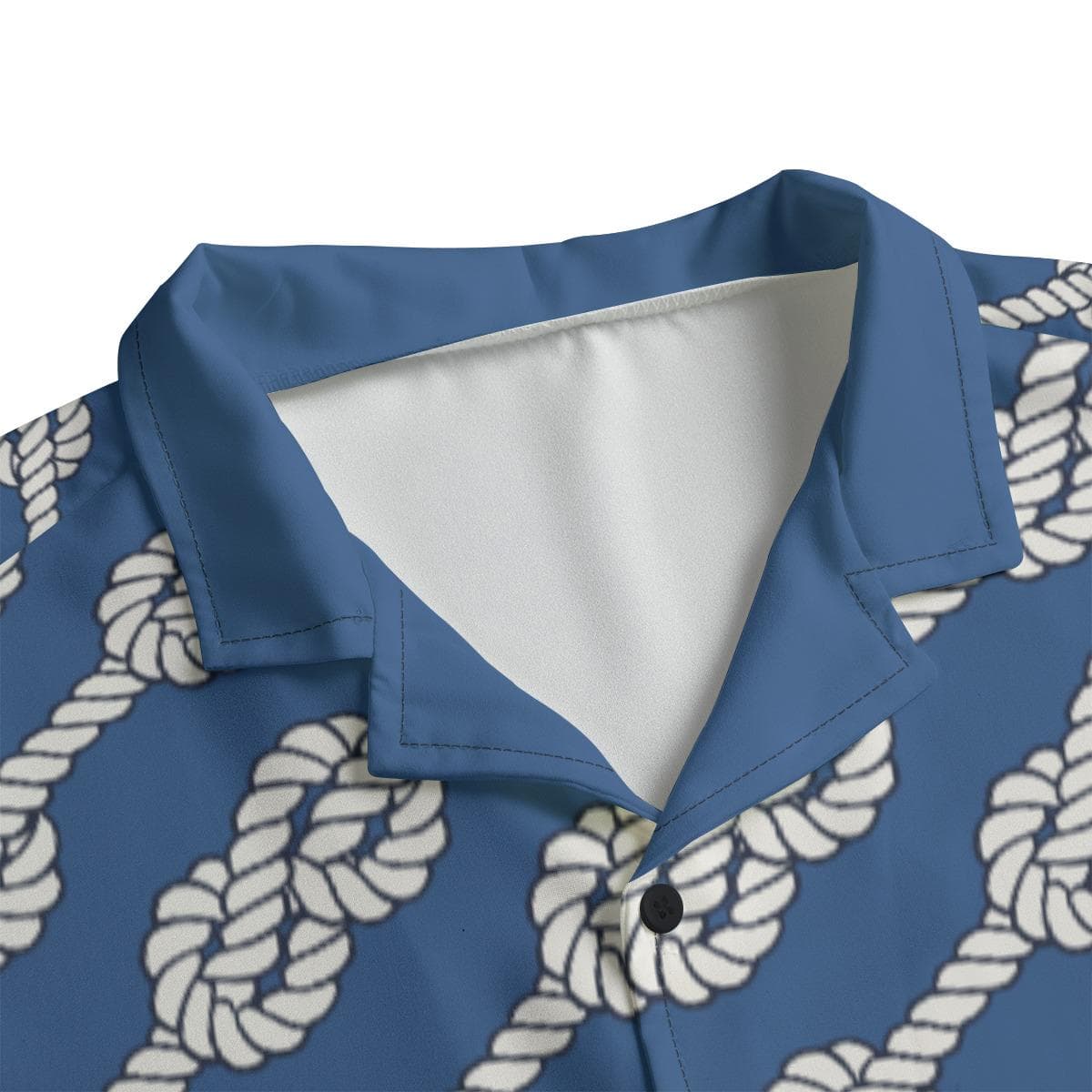 Nautical Knot Rope Print Hawaiian Shirt for Men | Blue Summer Aloha Beach Button-Up | Lightweight Vacation Shirt | Ocean Theme Resort Wear