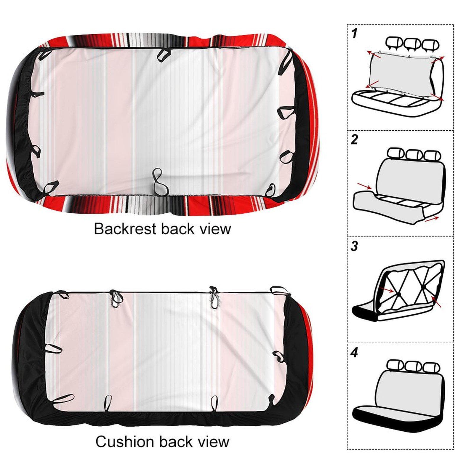 Red Striped Car Back Seat Cover | Polyester Spandex | Custom Personalized