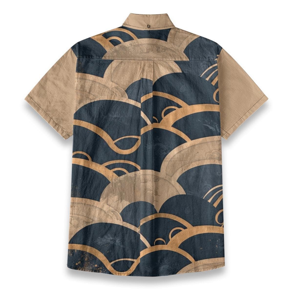 Men's Slub Cotton Shirt | Japanese Wave Print Short Sleeve