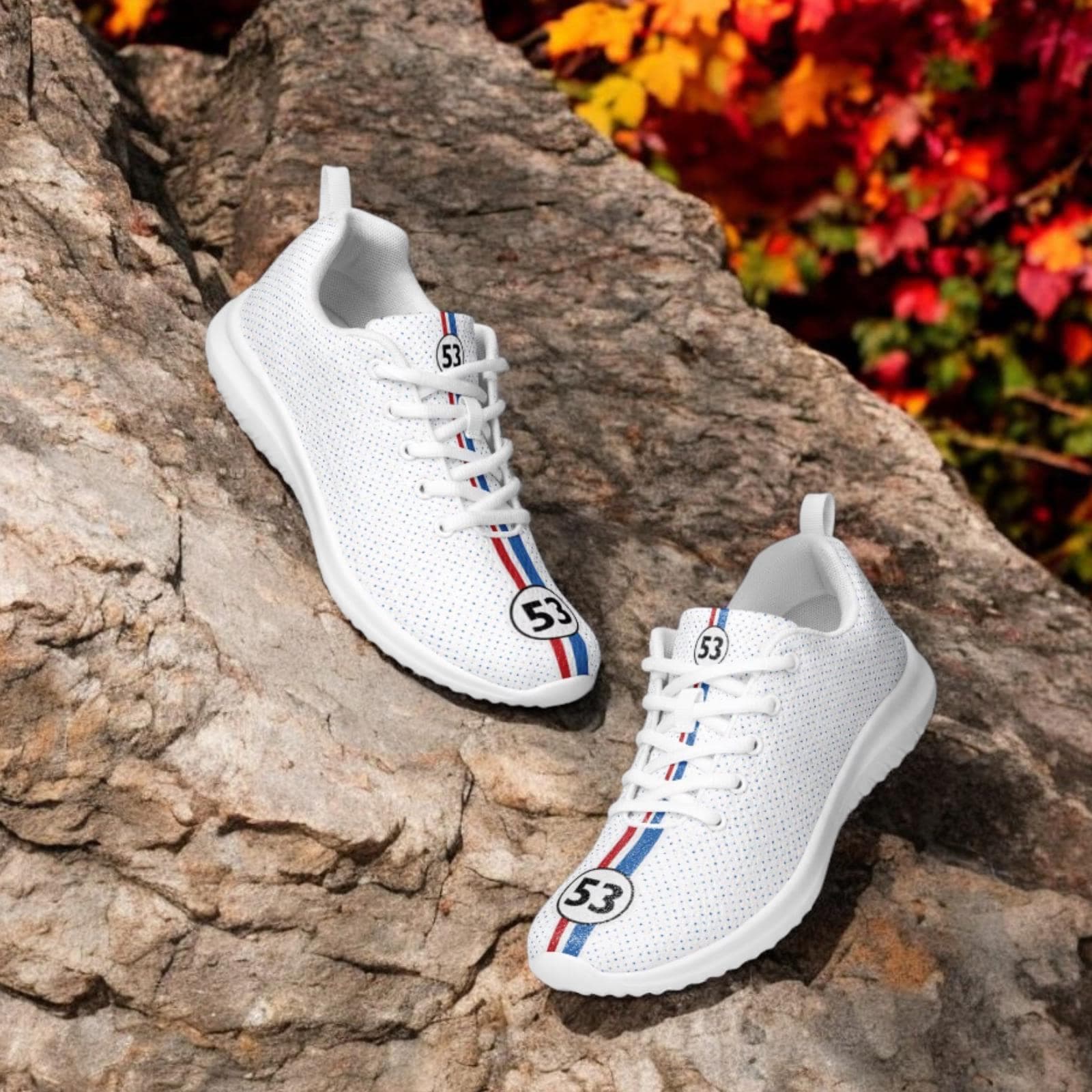 Handmade Herbie #53 Sneakers – Men's White Athletic Shoes