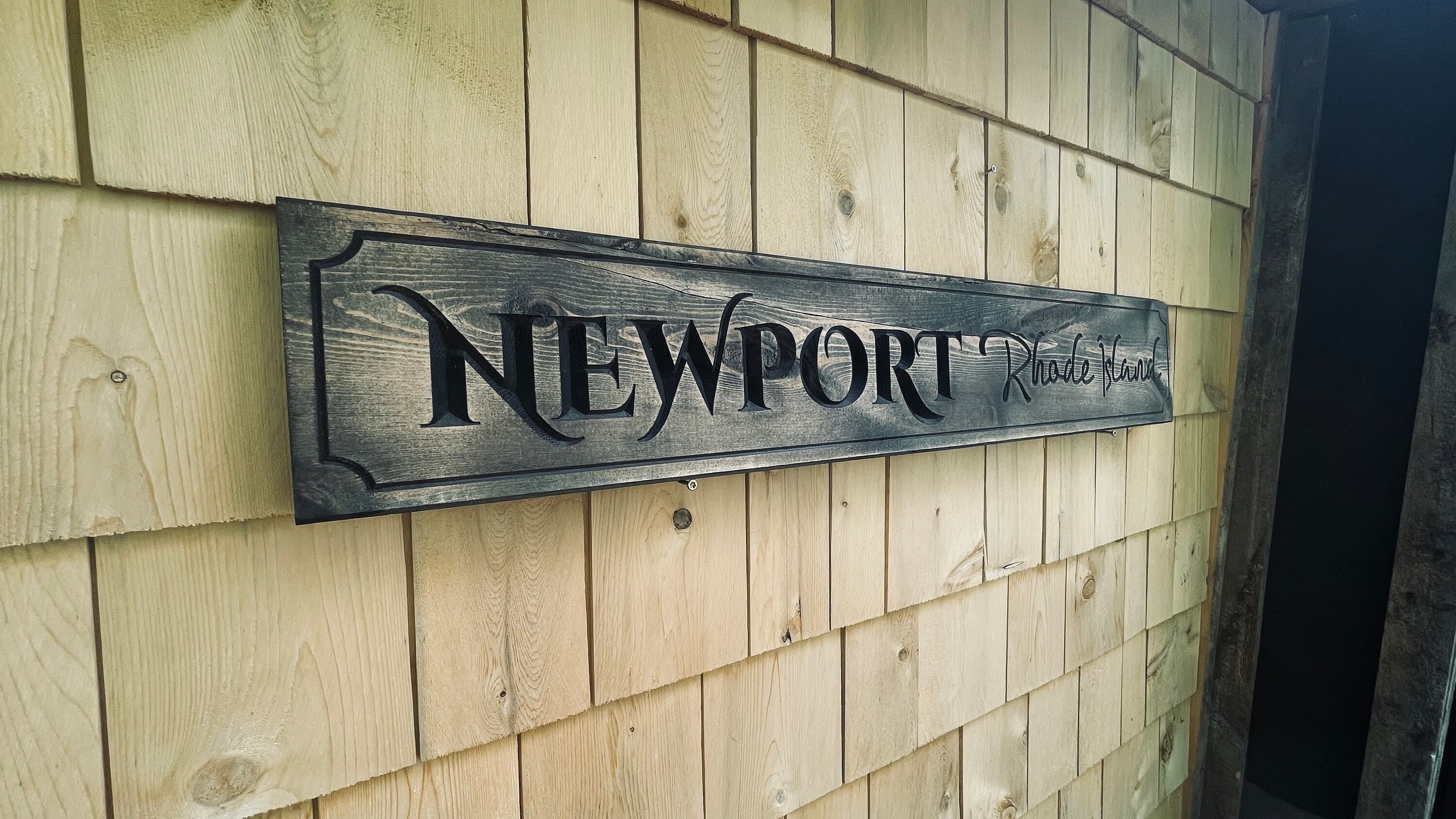 Newport Rhode Island Carved Real Pine Wooden Sign
