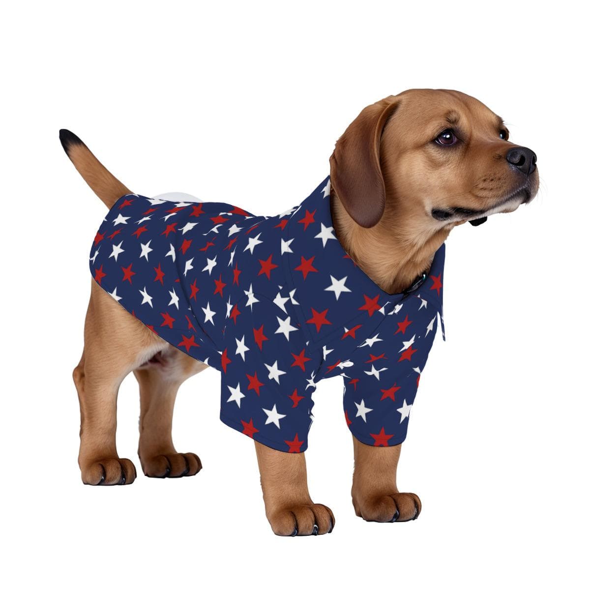 Patriotic Pup Hawaiian Shirt | Star Print Dog Apparel | 4-Way Stretch
