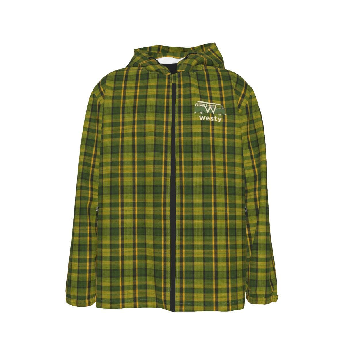 Westy Plaid Hooded Windproof Jacket - Retro Camper Van Road Trip
