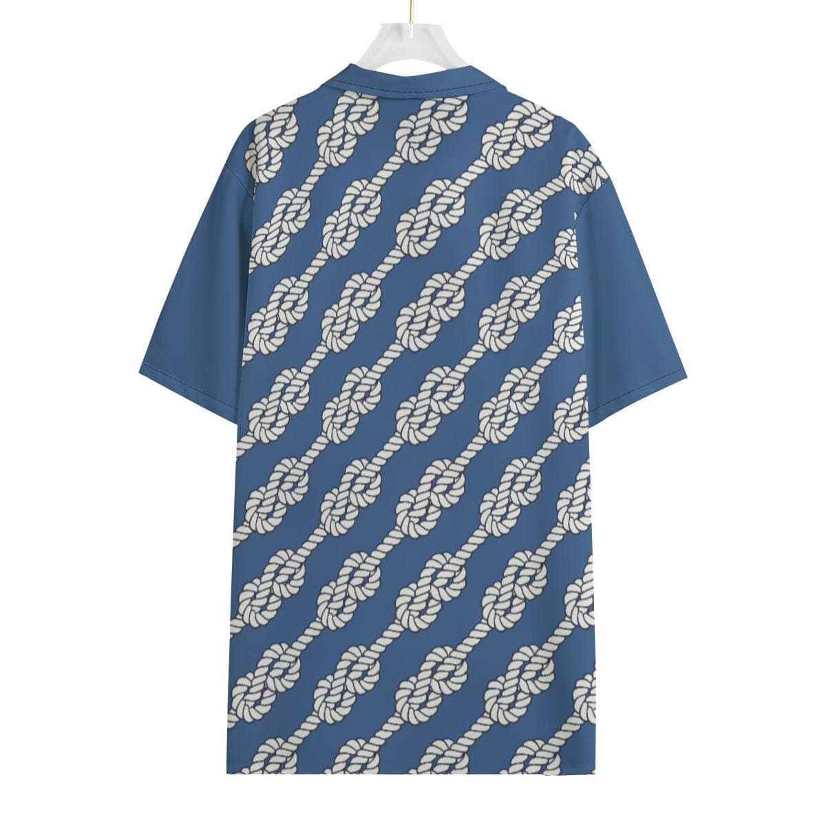 Nautical Knot Rope Print Hawaiian Shirt for Men | Blue Summer Aloha Beach Button-Up | Lightweight Vacation Shirt | Ocean Theme Resort Wear