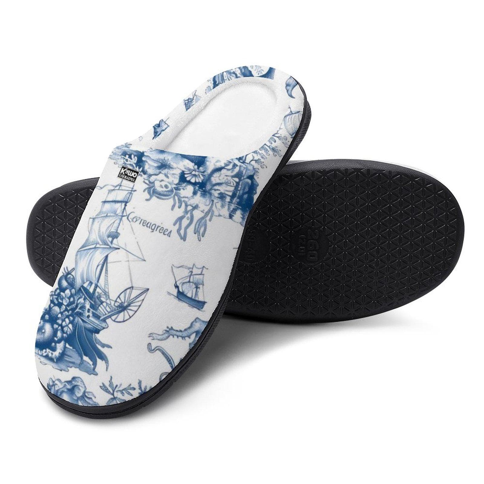Women's Coreagreens Chinoiserie Nautical Cotton Slippers - Cozy Home Comfort & Style
