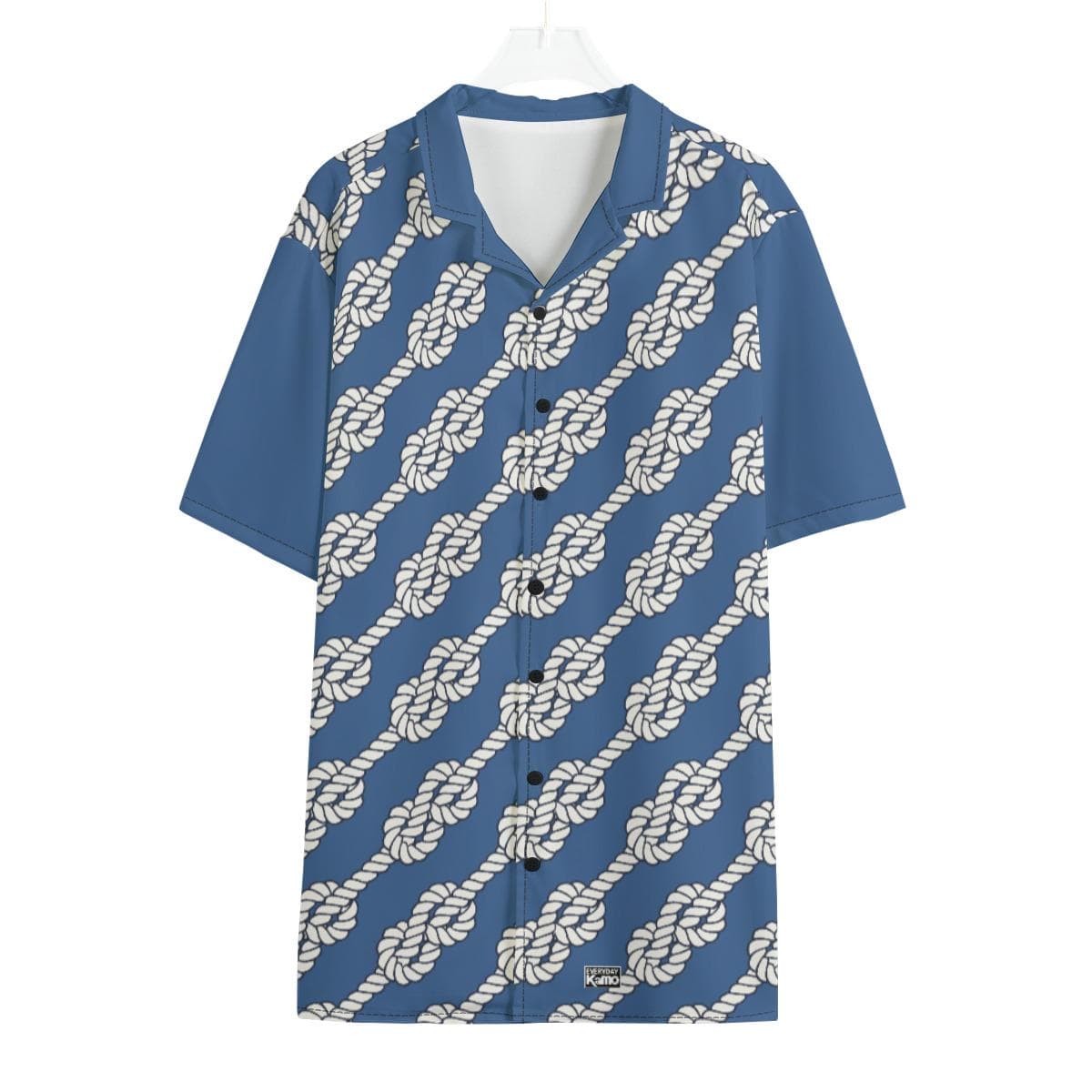 Nautical Knot Rope Print Hawaiian Shirt for Men | Blue Summer Aloha Beach Button-Up | Lightweight Vacation Shirt | Ocean Theme Resort Wear