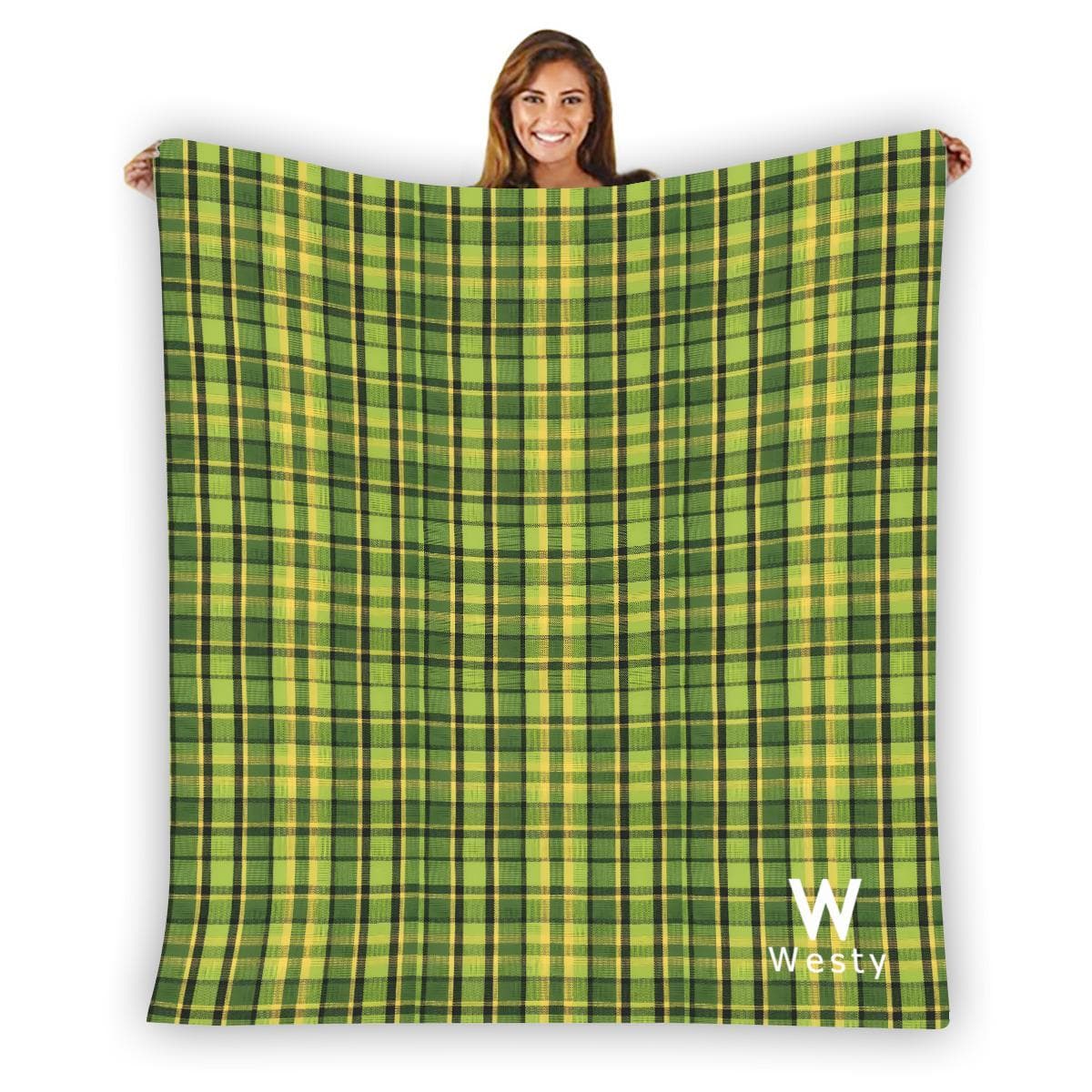 Westy Flannel Blanket Green Plaid VW Westfalia Camper Road Trip