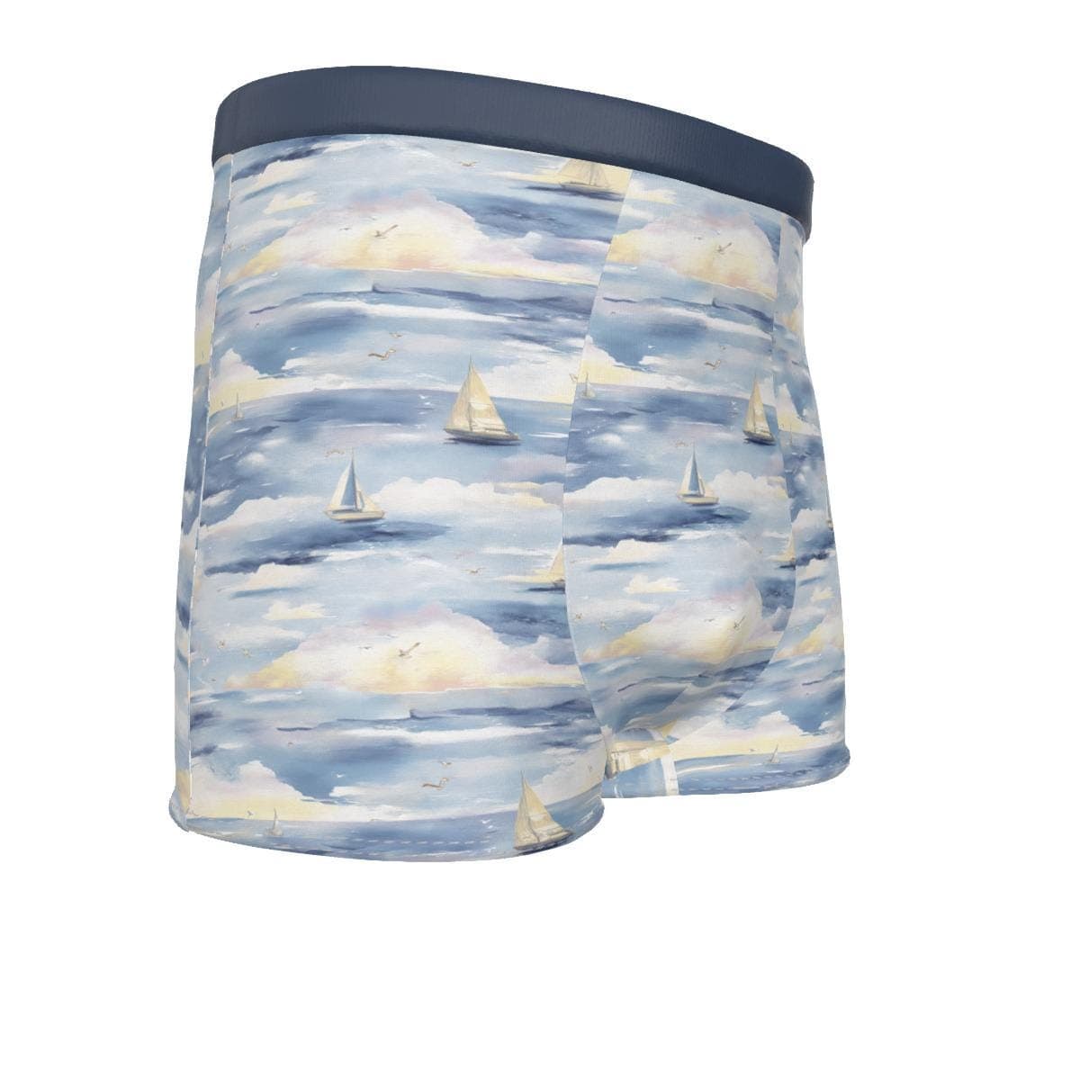 Men's Nautical Sailboat Boxer Briefs - Ocean Seascape Underwear - Comfortable & Sporty Fit