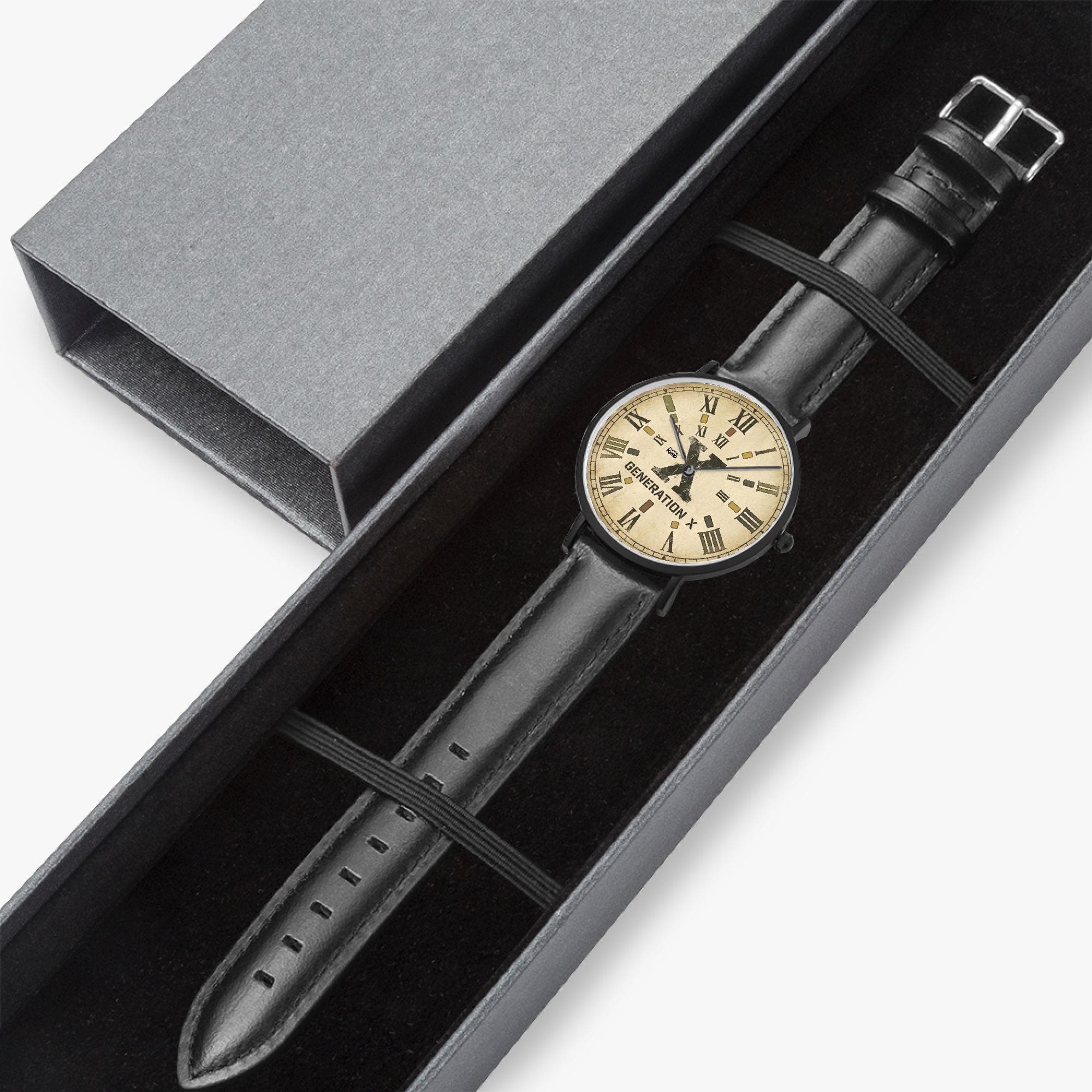 Warren Watch Co. Generation X Vintage Roman Numeral Ultra-Thin Leather Watch | Unisex Casual & Dress Timepiece