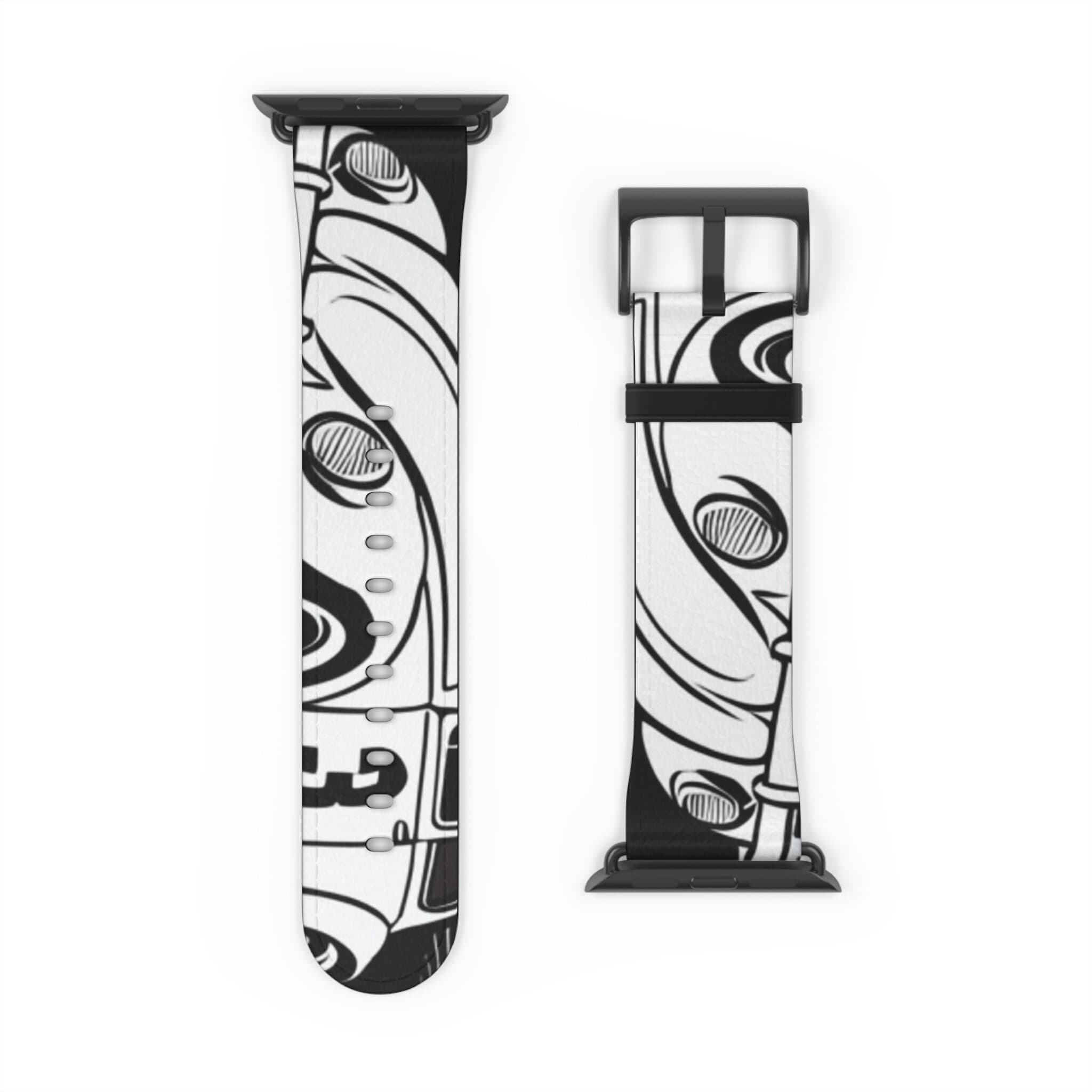 Vintage VW Bug Apple Watch Band - Black White Retro Camper Print