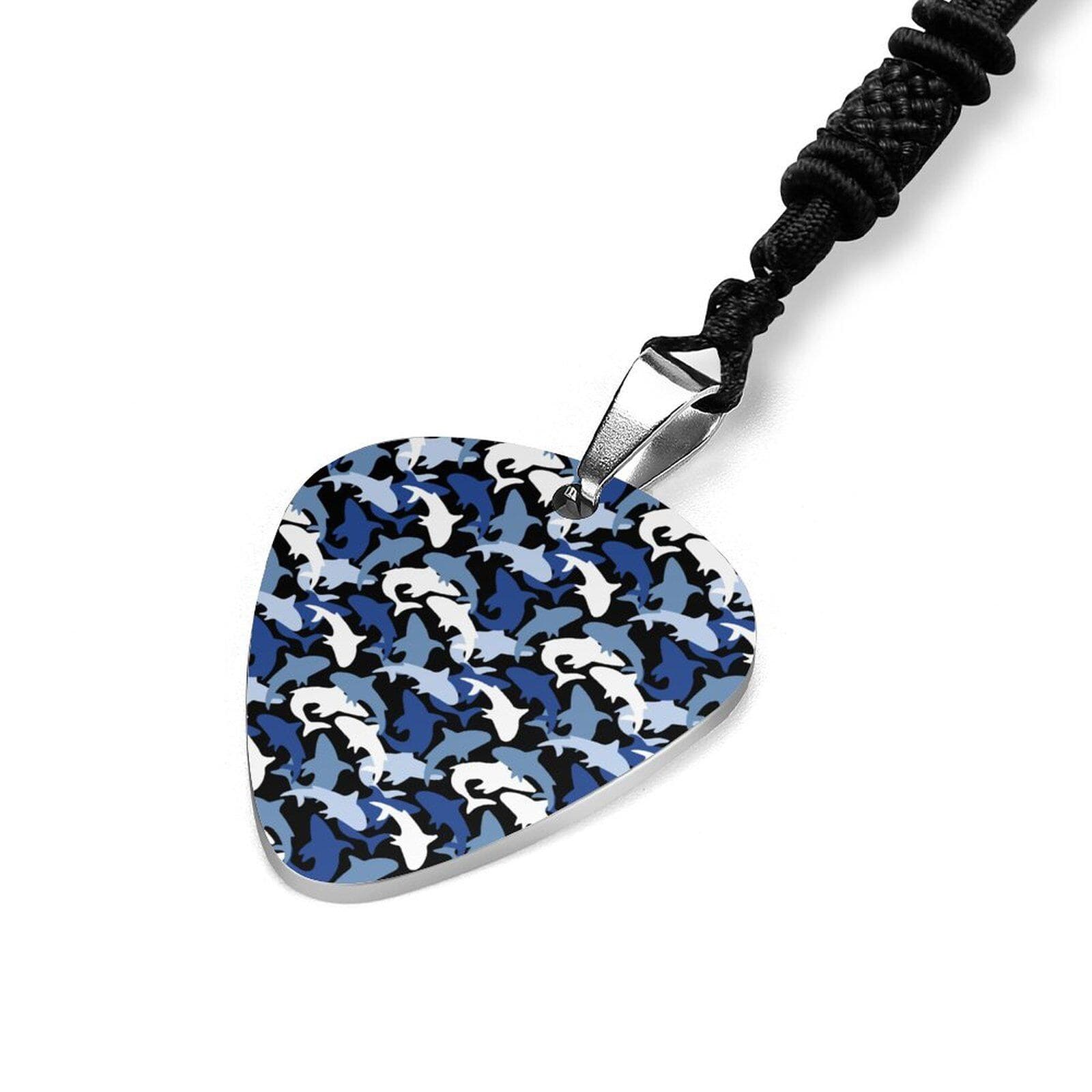 Shark Camo Guitar Pick Necklace | Titanium Steel Rope Chain