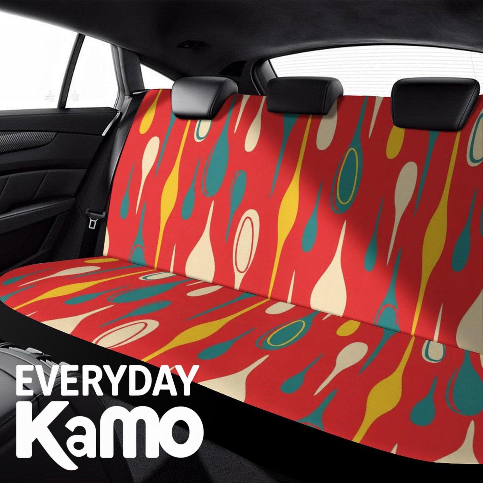 Retro Car Back Seat Cover | Mid-Century Teardrop Pattern | Universal Fit Spandex