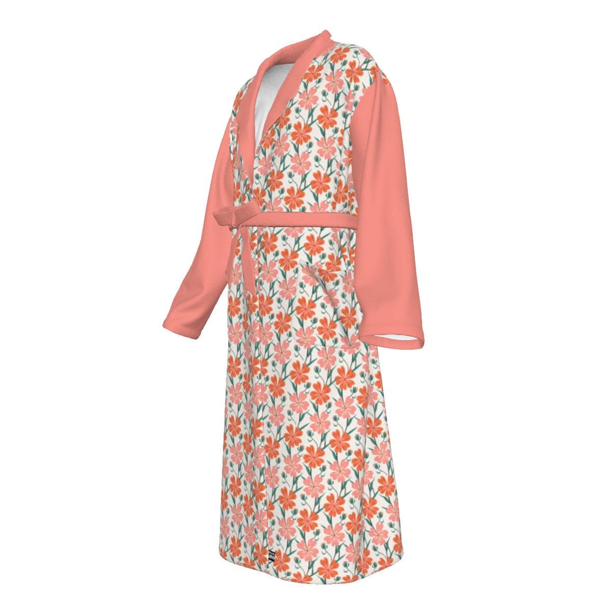 Soft Floral Jersey Robe with Pockets | Women's Peach Blossom Loungewear | Comfortable Bathrobe Gift