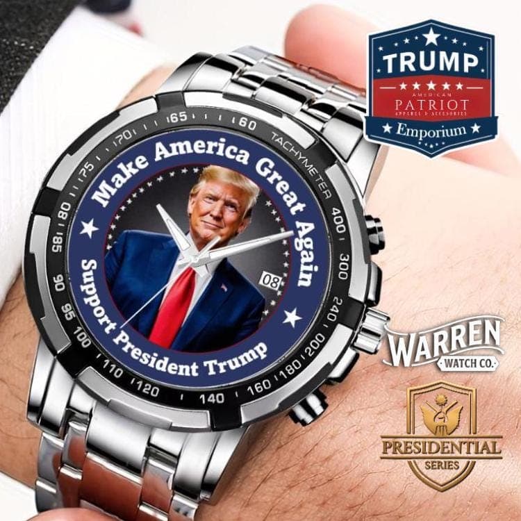 Donald Trump 'Make America Great Again' Metal Watch - Support Trump Timepiece, Political Gift for Patriots & Collectors