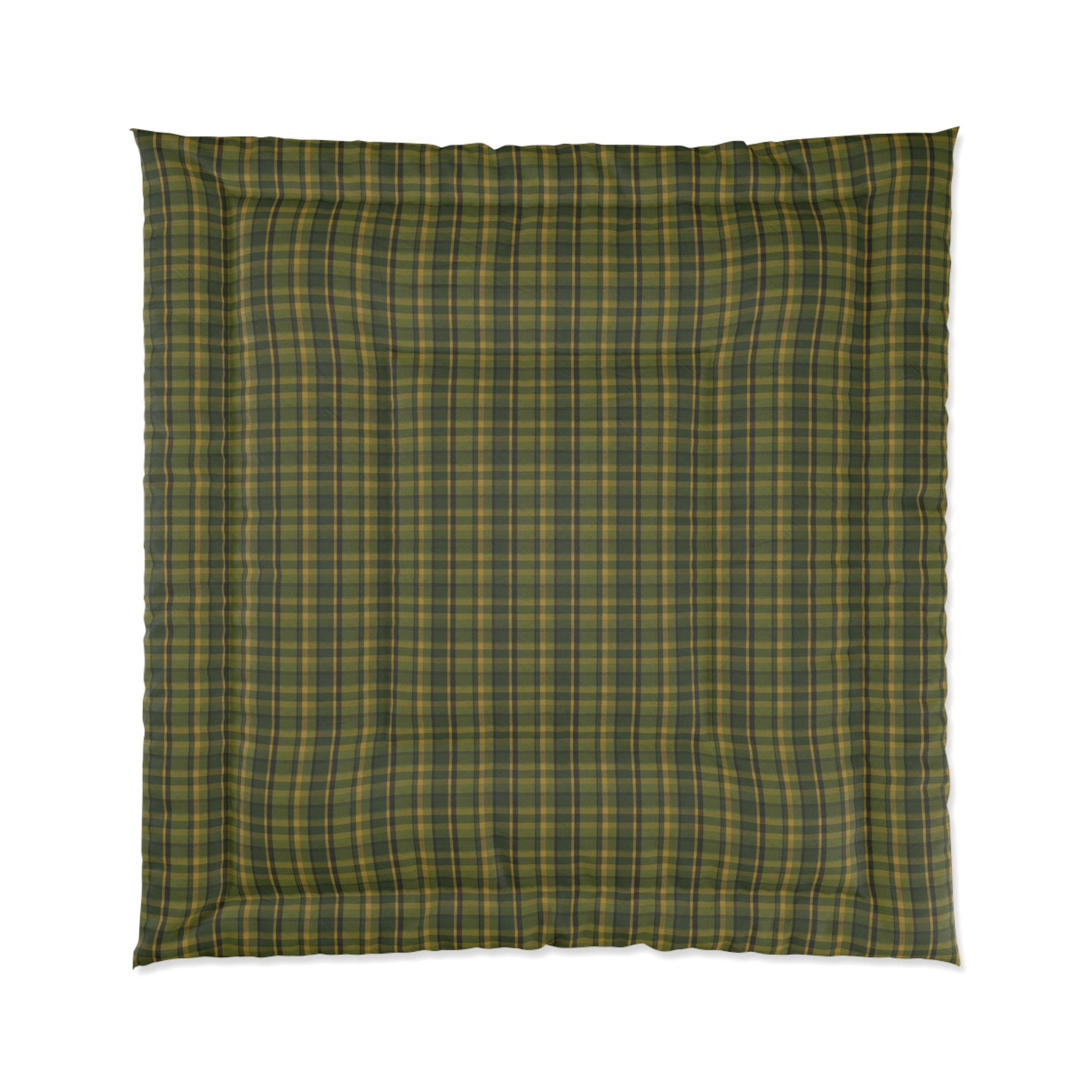 Green Plaid Comforter - Cozy Microfiber Bedding, Lodge Decor