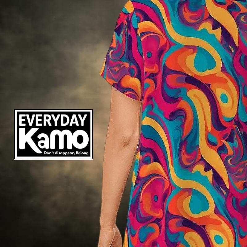 Everyday Kamo Abstract Nightgown for Women, Vibrant Colorful Sleep Shirt, Modern Urban Explorer