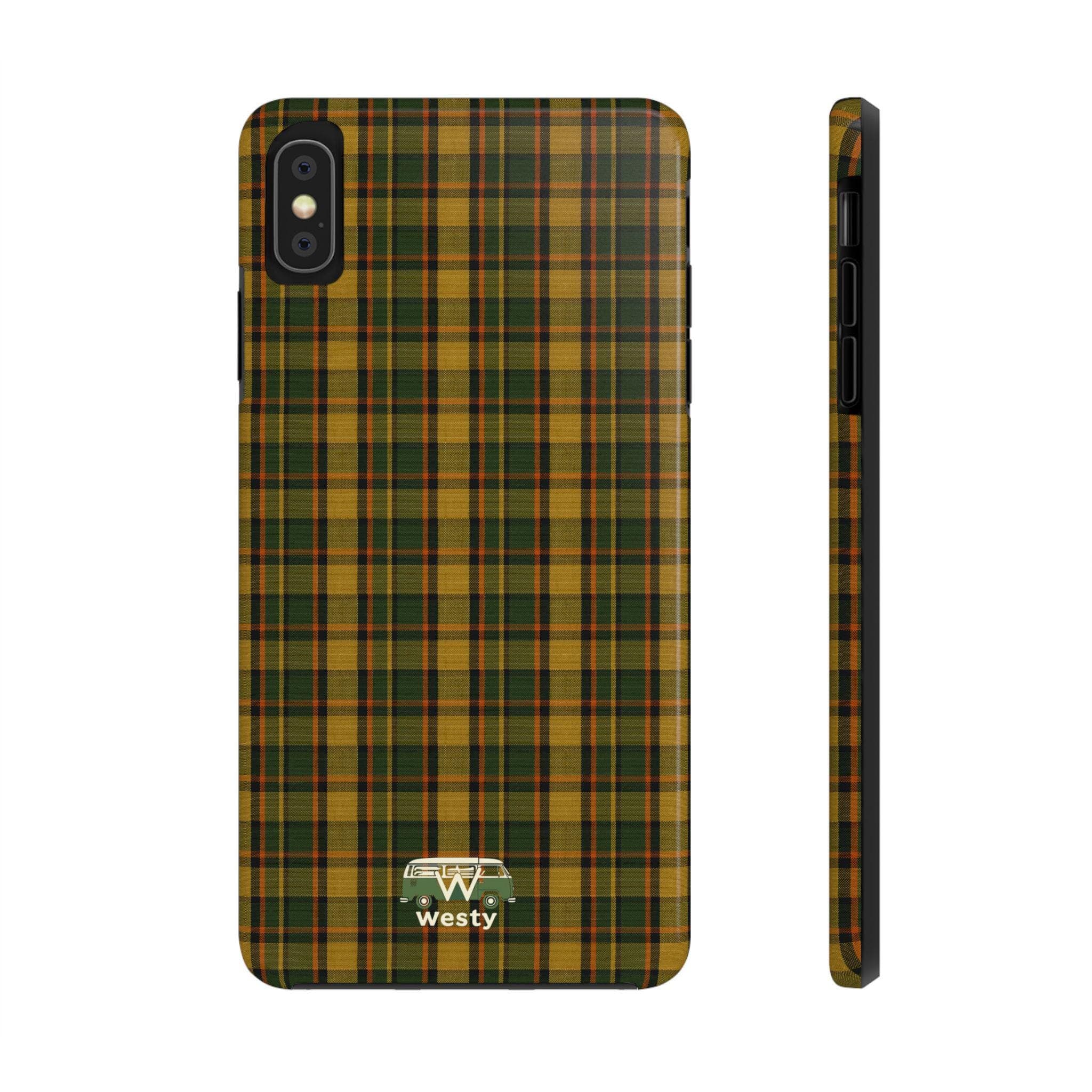 Westfalia Camper Van Plaid Phone Case, Protective Mobile Accessory
