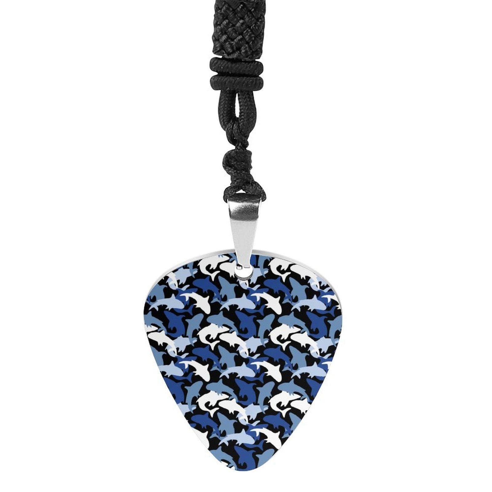 Shark Camo Guitar Pick Necklace | Titanium Steel Rope Chain