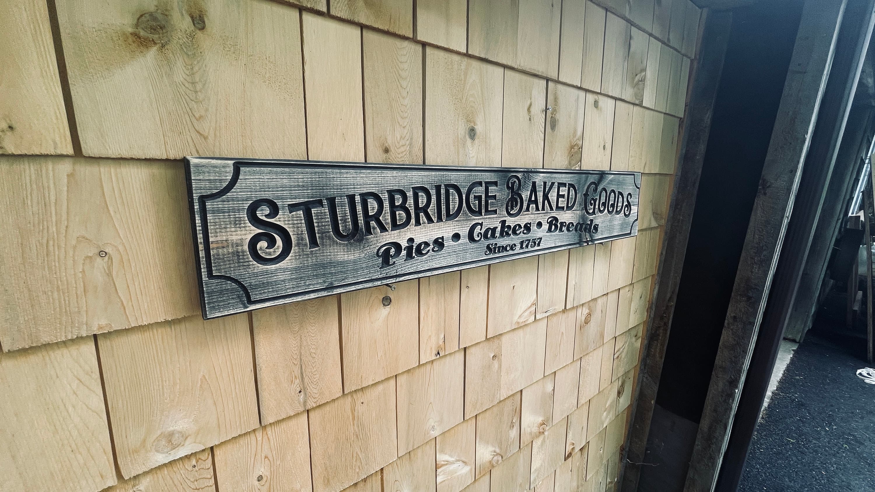 Sturbridge Baked Goods Carved Real Pine Wooden Sign