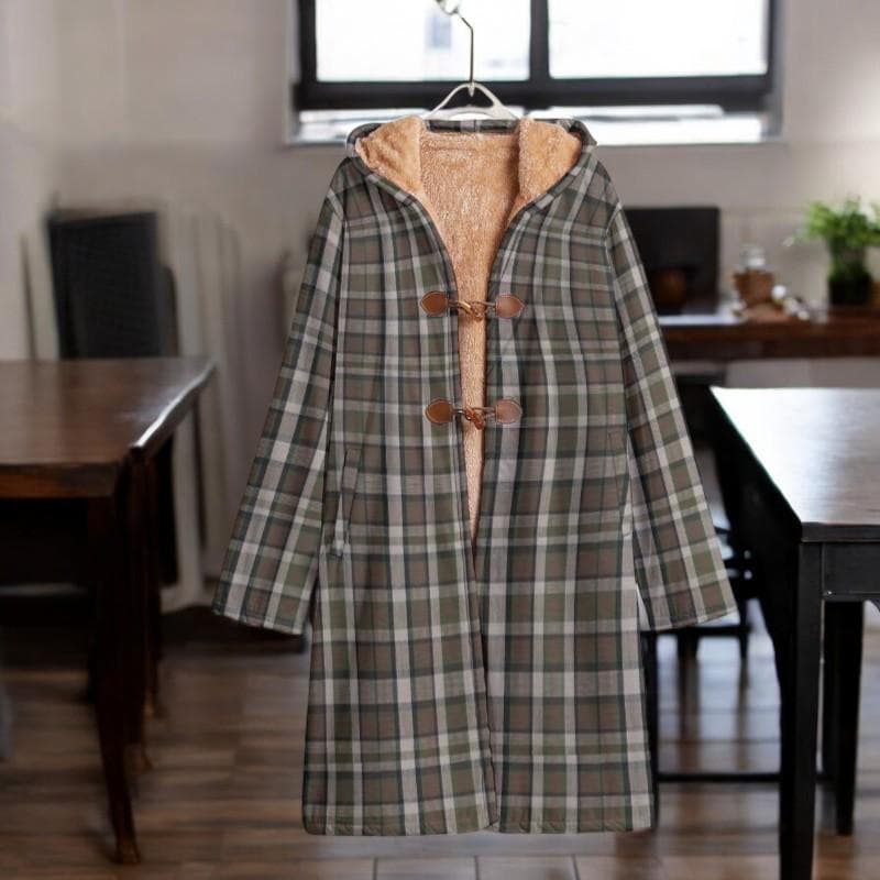 Westy Camper Plaid Fleece Windbreaker Brown Horn Button