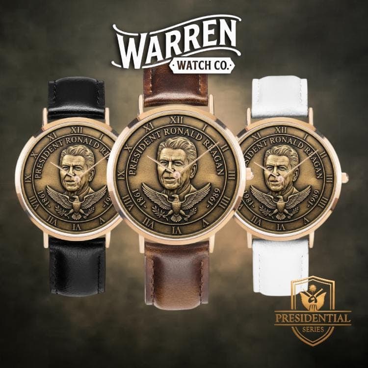 President Ronald Reagan 1981-1989 Commemorative Unisex Watch | Ultra-Thin Quartz with Leather Band