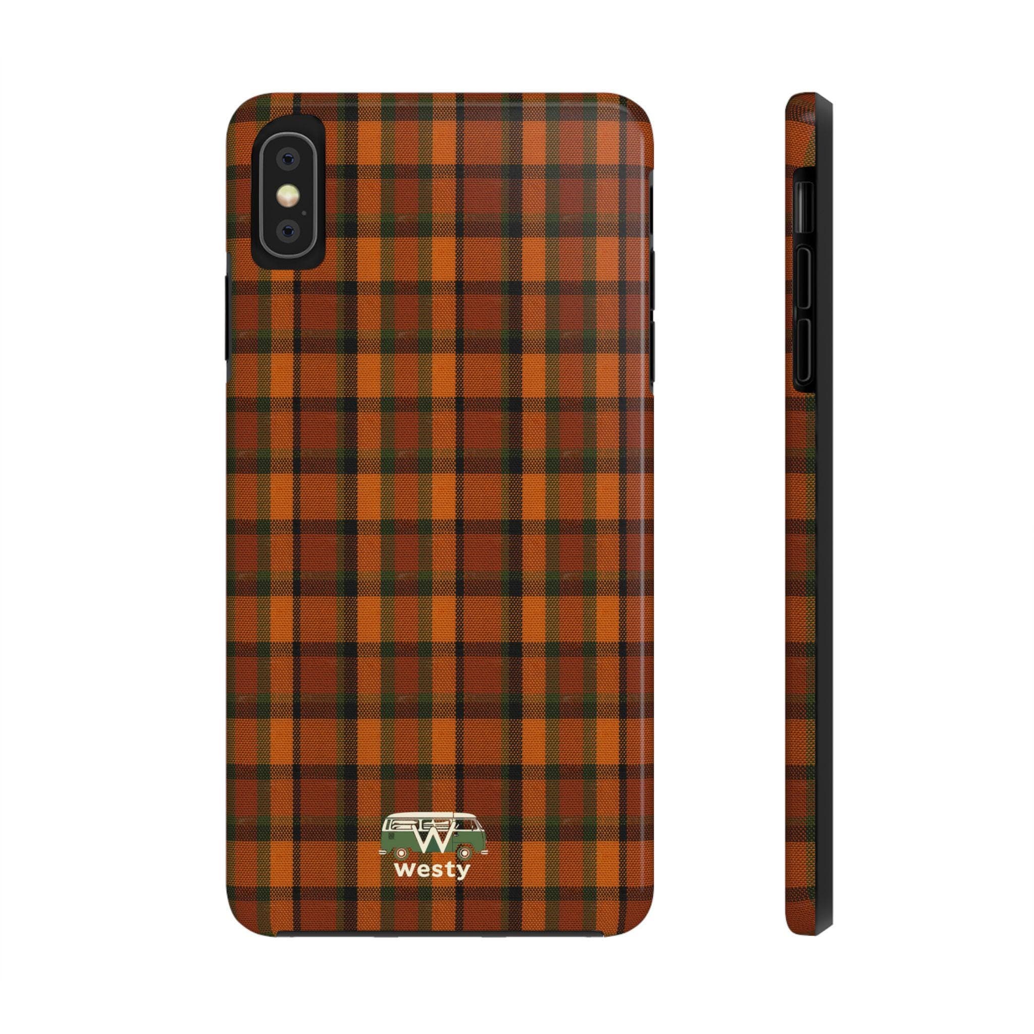 Westy Westfalia Plaid iPhone Case - Orange Retro Van Road Trip